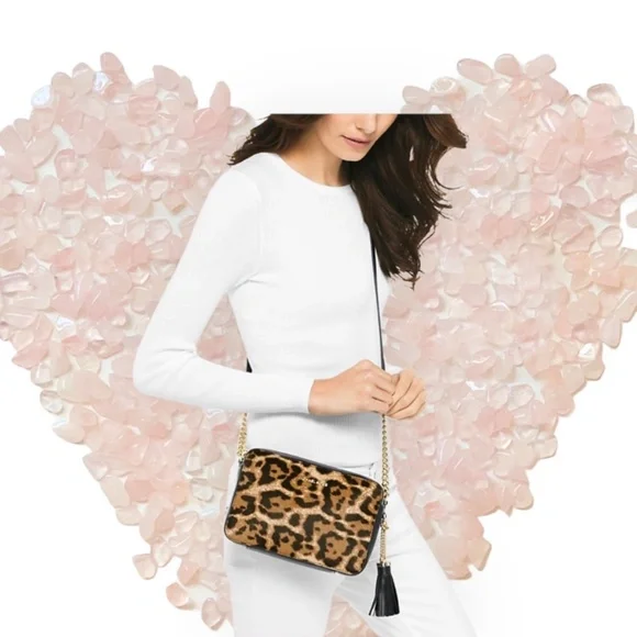 Michael Michael Kors Ginny Leopard Print Medium Calf Hair Bag - Picture 14 of 16